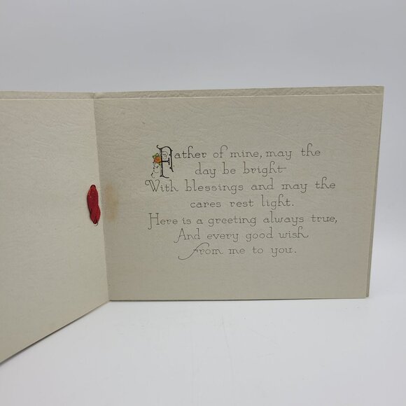 Vintage "Greetings To My Father" Card With Red Ribbon Accent - Picture 2 of 4